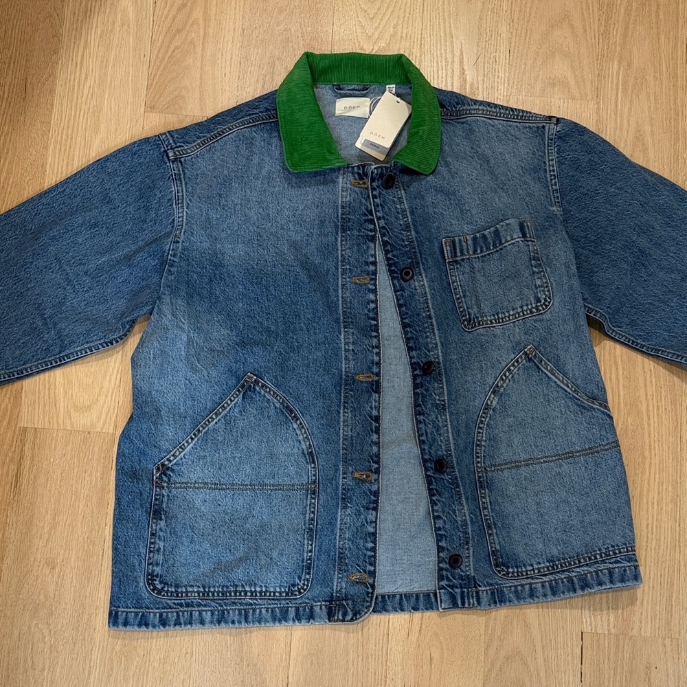 Doen Blue Denim Jacket with Green Collar Pascual - Picture 4 of 5